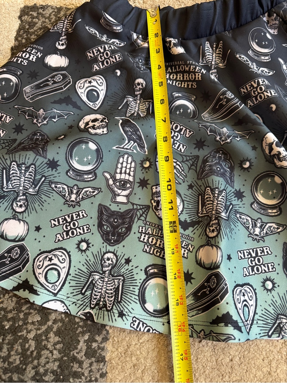 Halloween Horror Nights Never Go alone Gradient Black & Teal Skirt- XS/Small - Picture 3 of 7